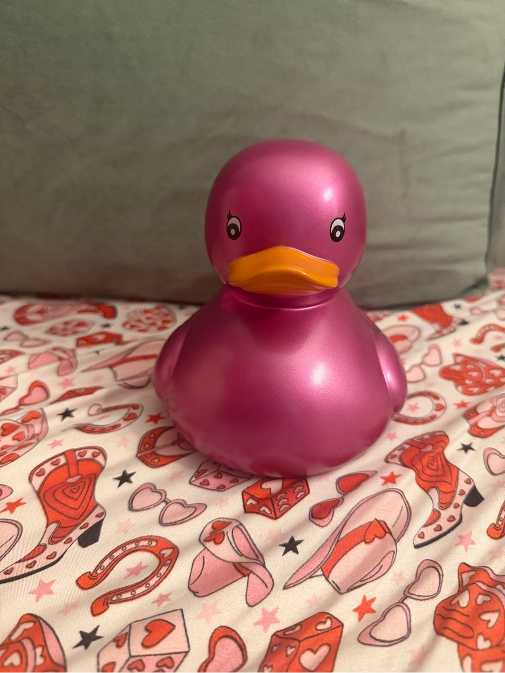 Metallic Pink Rubber Duck Figurine – Cute Kawaii Décor